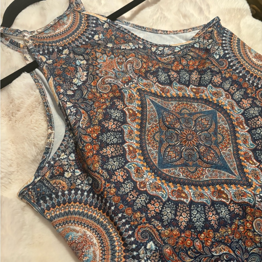 Bohemian Paisley Print Sleeveless Top